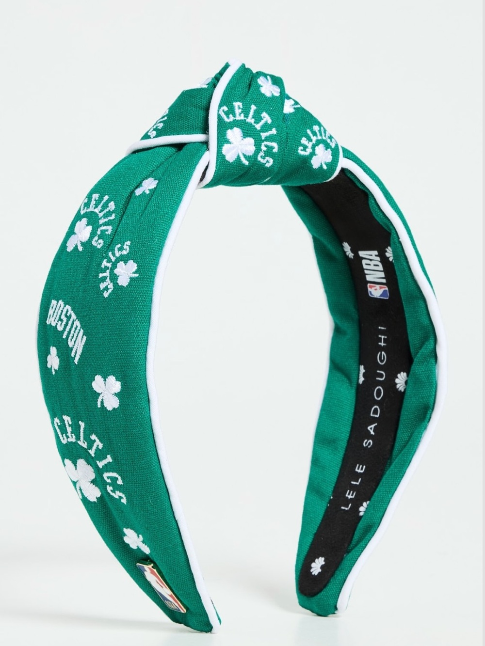 Lele Sadoughi x Boston Celtics Embroidered Knotted Headband